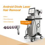 Five Kinds of Adjustable Spot Size 808 Diode Laser 4 Wavelength 1064Nm Professional Hair Removal Machine Android System