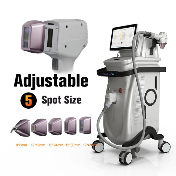 Five Kinds of Adjustable Spot Size 808 Diode Laser 4 Wavelength 1064Nm Professional Hair Removal Machine Android System