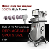 Five Kinds of Adjustable Spot Size 808 Diode Laser 4 Wavelength 1064Nm Professional Hair Removal Machine Android System