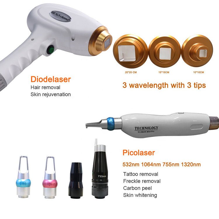 Portable 2 In 1 808nm Diode Laser Depilation Picosecond Laser Tattoo Removal Laser Hair Removal Machine - CSTrueBeauty