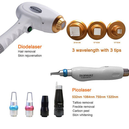 Portable 2 In 1 808nm Diode Laser Depilation Picosecond Laser Tattoo Removal Laser Hair Removal Machine - CSTrueBeauty