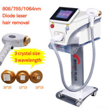 755nm 808nm 1064nm Diode Laser Hair Remover 3 Wavelengths Painless Permanent Hair Removal Machine Spa Salon Laser Beauty Machine