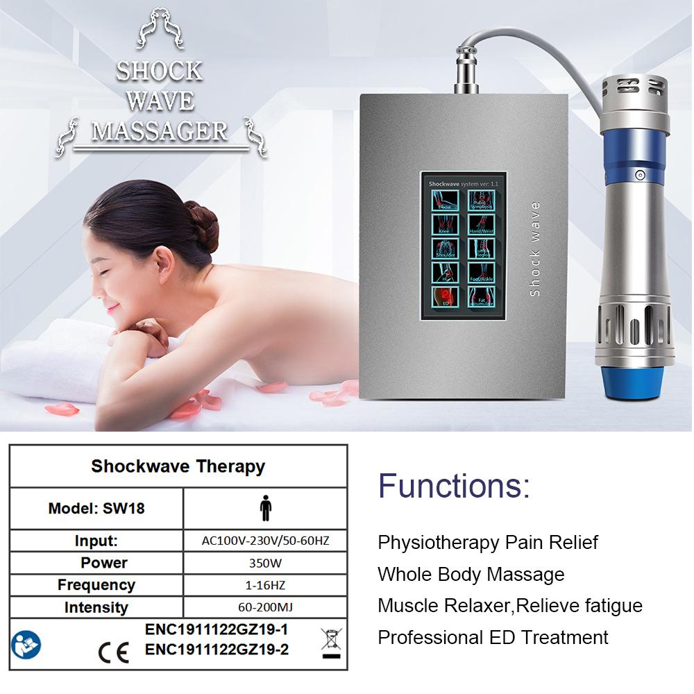 Shockwave Physiotherapy Instrument ED Electromagnetic Extracorporeal Shock Wave Therapy Machine Pain Relief Body Relax Massager - CSTrueBeauty